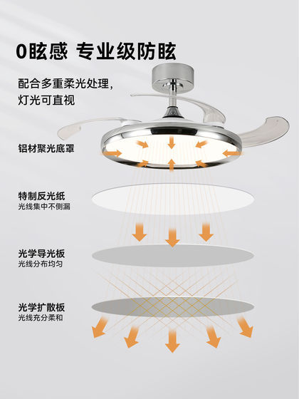 Bauhaus Chandelier Light Luxury Invisible Fan Light Restaurant Home Silent Ceiling Fan Light Modern Simple Integrated Fan Light