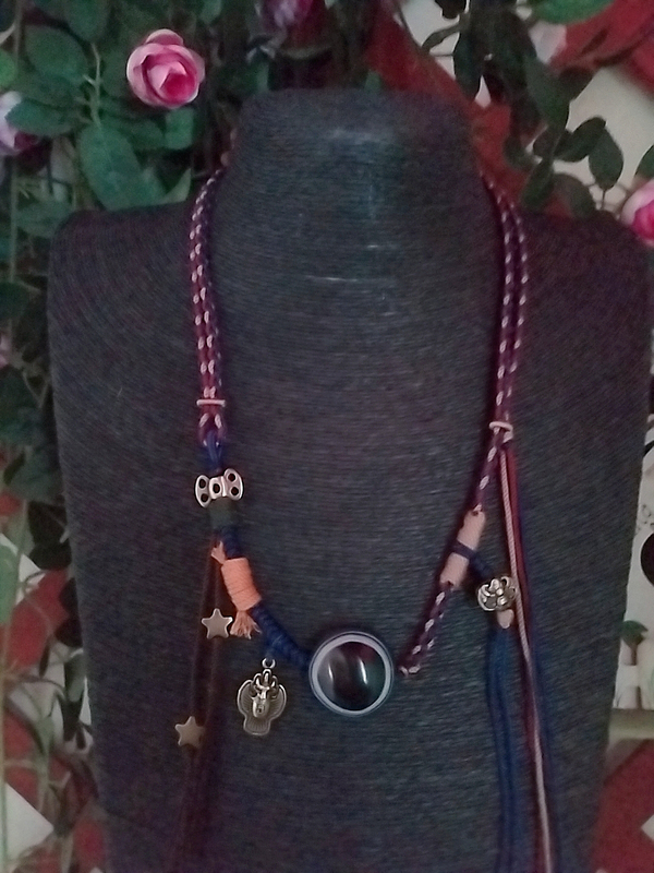 Original Handmade Adjustable Rope Necklace with Collectible Grade Asian Beads