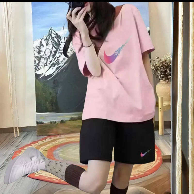 Outlet Pure Cotton Casual Sports Suit for Women 2025 Summer New Style Couple Versatile T-Shirt and Shorts Two-Piece Set Outlet Pure Cotton Casual Sports Suit for Women 2025 Summer New Style Couple Versatile T-Shirt and Shorts Two-Piece Set