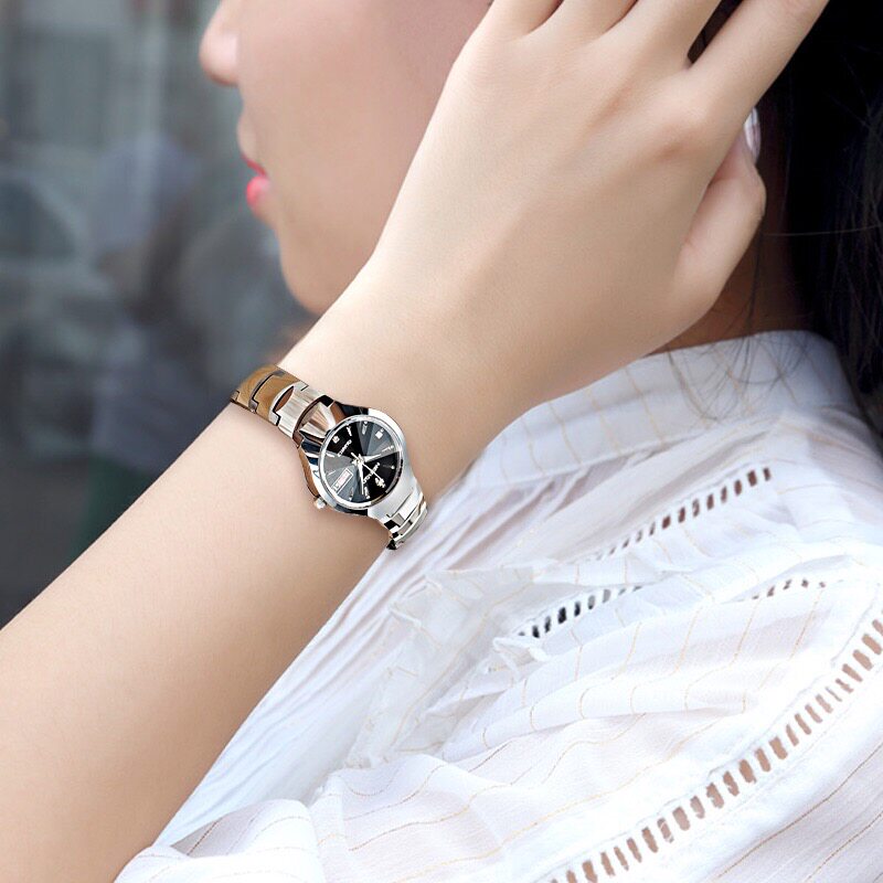 Tungsten Steel Handwatch Schoolgirl Han Edition Brief Casual Atmosphere Lady Watches Non-Mechanical Watch Fully Automatic Waterproof Night Light