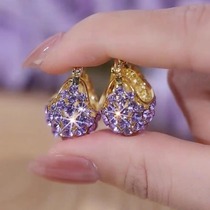 Outlet discount store removed 18K gold super flash exquisite purple crystal earrings female outlets female accessories