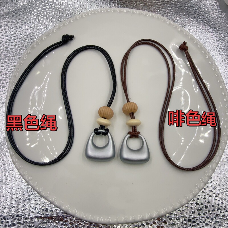 Korean Blogger's Same Style Silver Bag Pendant Long Necklace, Niche Minimalist High-End Versatile Black Cord Sweater Chain