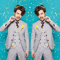 Светло-серый костюм с тремя частями (брюки для жилета)