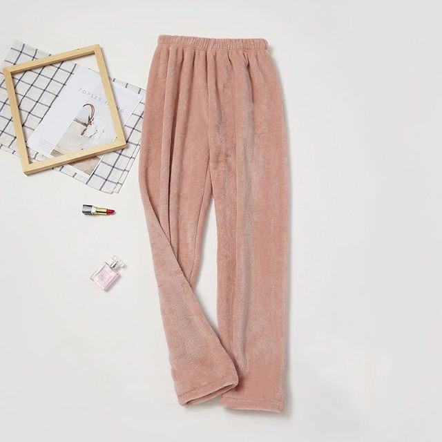 ກາງເກງທີ່ອົບອຸ່ນໃຫມ່ສໍາລັບແມ່ຍິງ, ລະດູຫນາວ coral velvet home pants ອົບອຸ່ນ, pants lazy ຂະຫນາດໃຫຍ່, pants ວ່າງຊື່, ແມ່ຍິງ outerwear pajamas