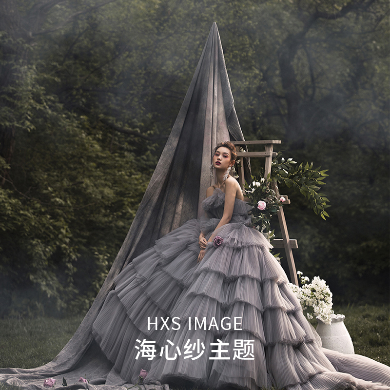 Wedding dress suitable for photo sessions, retro colored advanced clothing, 2022, french style, high-quality style