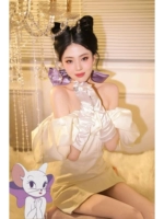 Белая сиреневая галстук-бабочка