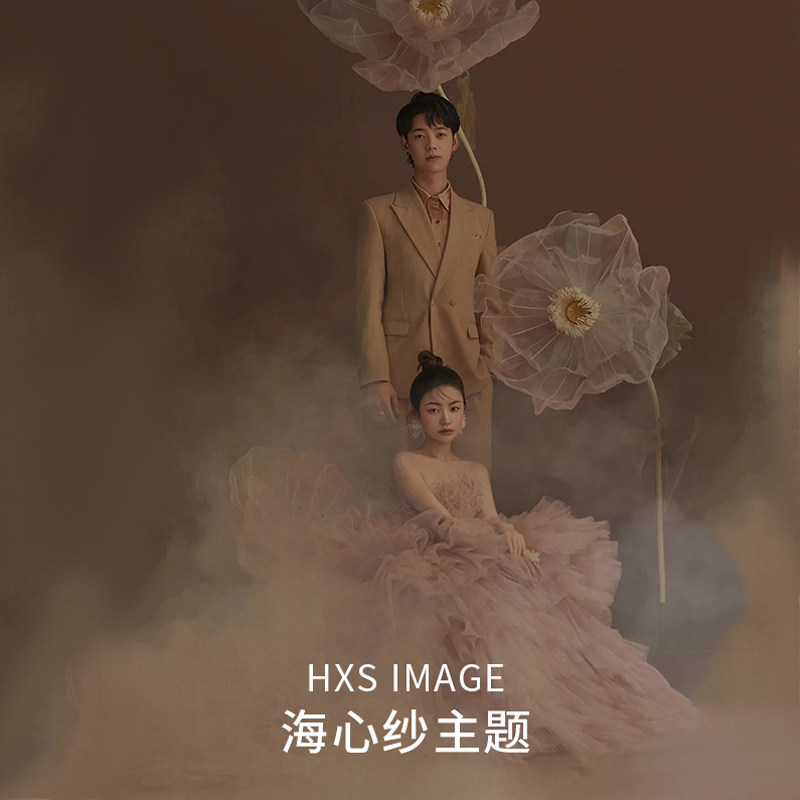 2022 French Studio Photo Theme Light Wedding Dress Costume Couple Photo Color Gauze Bandeau Trailtail Retro Plus Size Spring