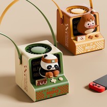 Cute pet game console leafless lanyard fan for students and children portable handheld high wind charging lanyard fan when going out