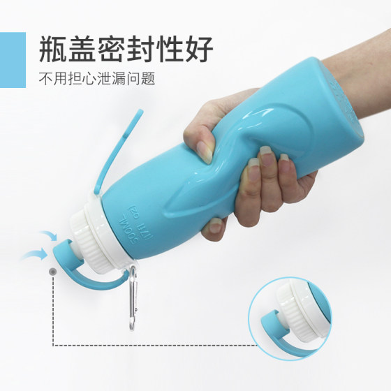 Outdoor Sports Silicone Folding Kettle Portable Soft Water Bag Cycling Mountaineering Running Drinking Kettle Folding Cup 500ml