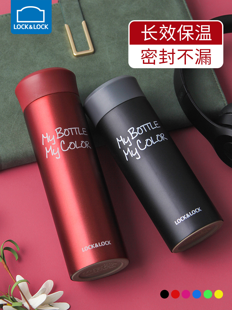 Lock lock thermos cup Water cup official flagship store Men's women's children's Korean version portable ins wind Simple small