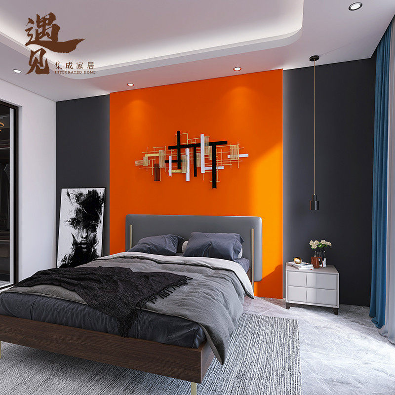 Love Marsee Orange Wood And Wood Fiber Integrated Board Advanced Grey Skin Care Wall Panel Pure Color Spot Bedroom Wall Buttoned Board