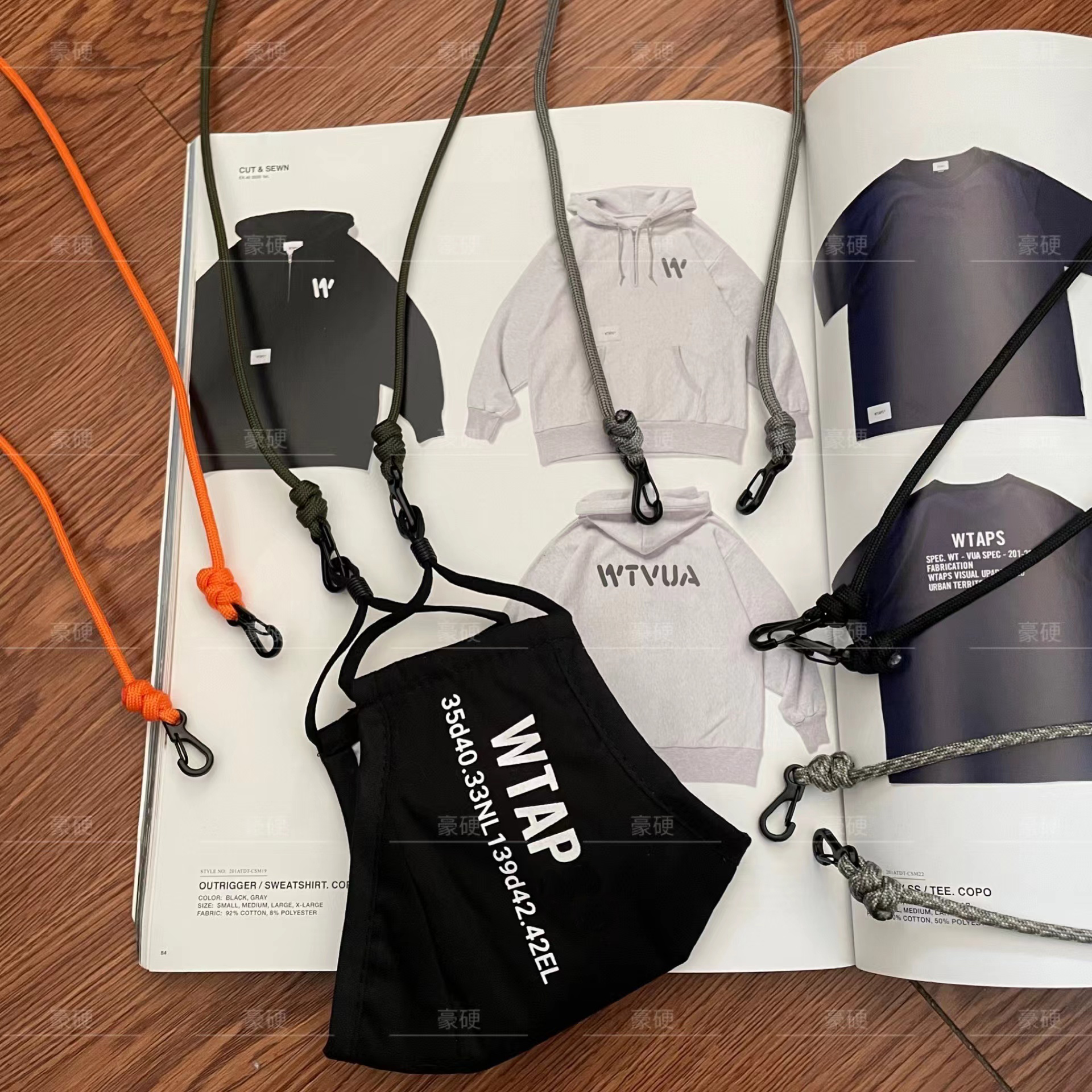 新しいシティボーイ多用途マスクストラップ日本製作業服シンプル多機能アウトドアダブルバックル無地ロープ