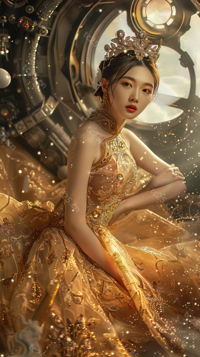 图片[5]-星海航船上金妆少女midjounney提示词、stable-diffusion-pormpt-天城私塾