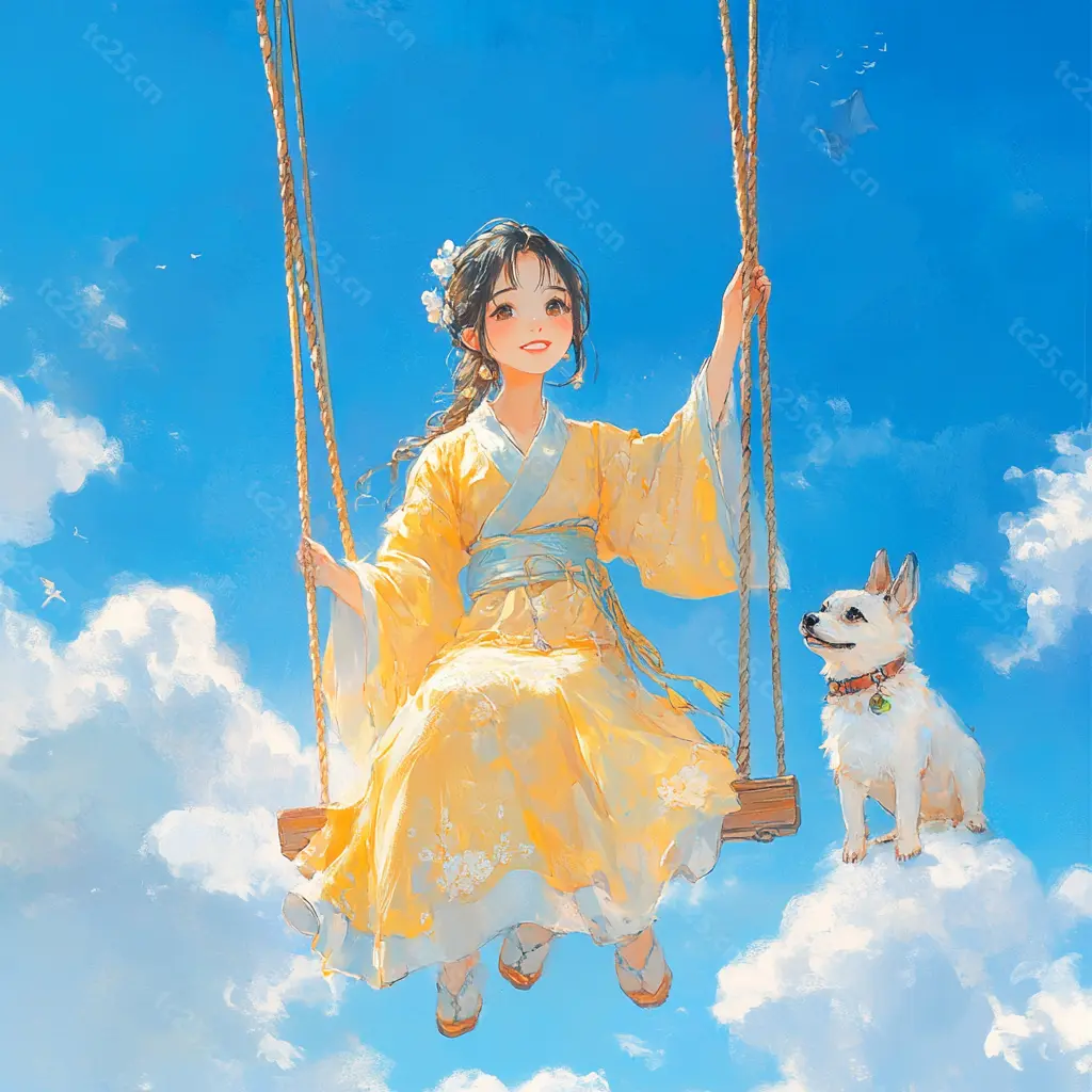 汉服少女的秋千梦midjounney提示词、stable-diffusion-pormpt-天城私塾