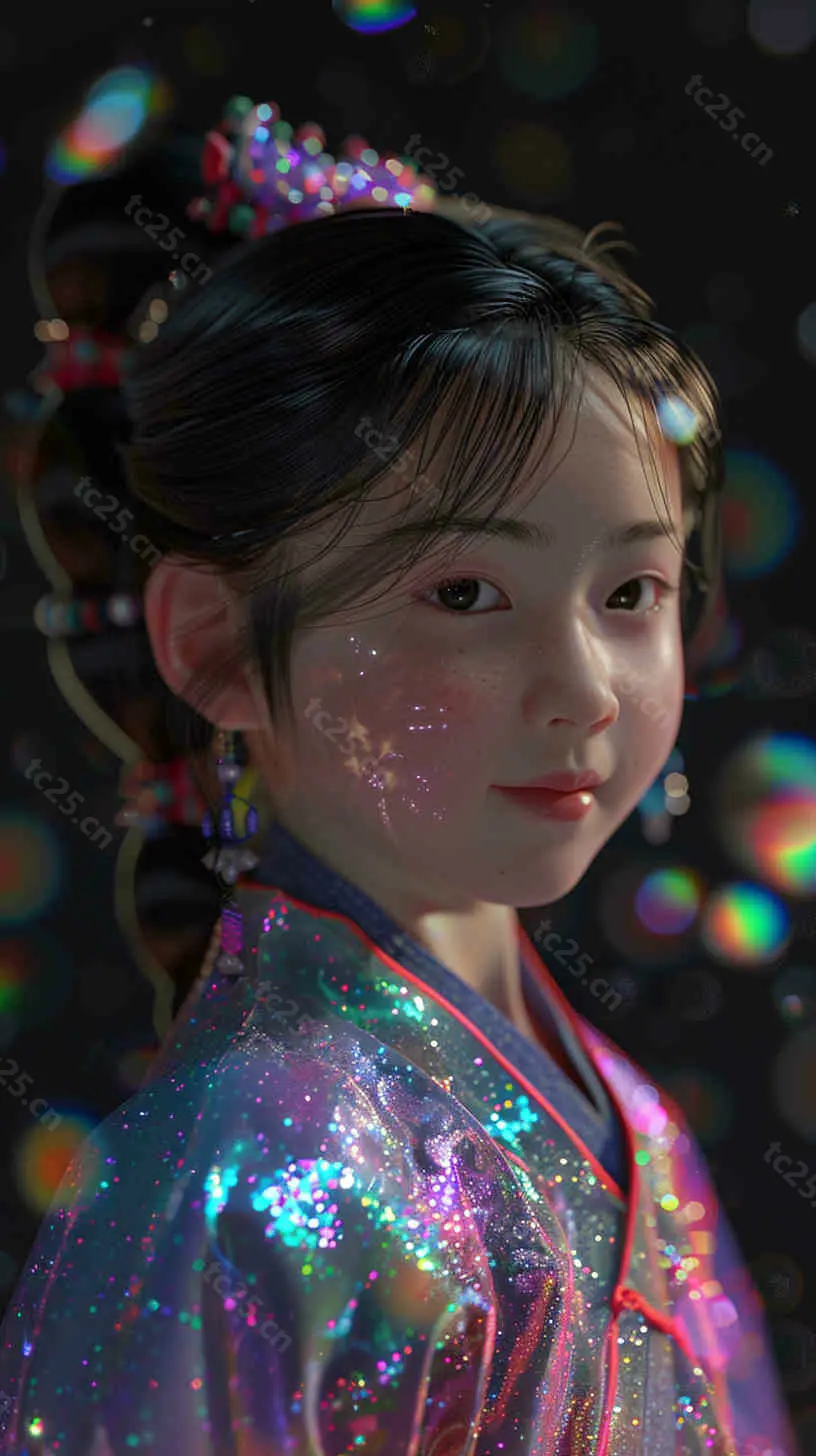 全息3D美少女的微笑midjounney提示词、stable-diffusion-pormpt-天城私塾