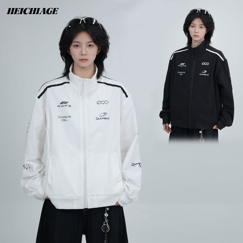 Heichiage American-Style Racing Functional Windbreaker Sun Protection Jacket for Men and Women, Summer Thin Breathable Short Jacket