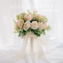 Wedding emulation hand held a flower wedding dress collar certificate Write a real bridesmaid prop Decorative Rose Photo Bouquet Fake Flowers