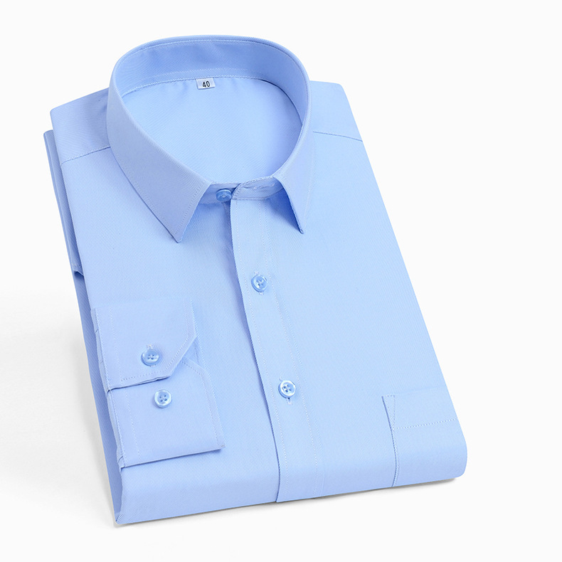 Spring and Autumn Men's Professional Workwear White Business Formal Wear High-End Non-Iron Shirt with Embroidered Logo Men's Long-Sleeved Shirt