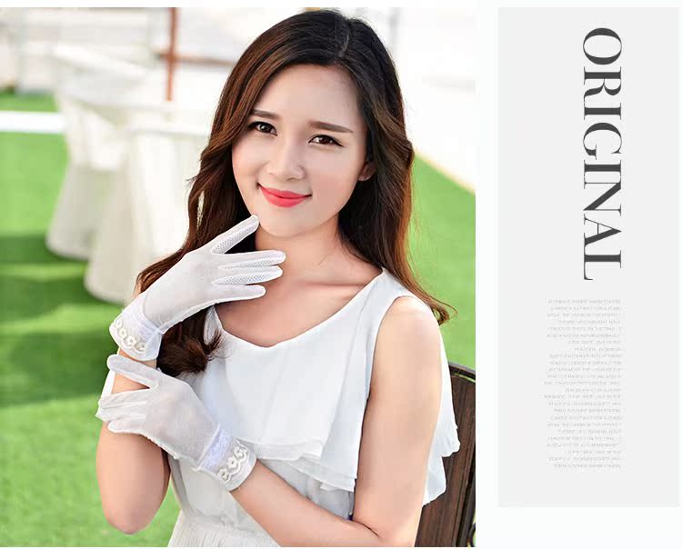 Găng tay chống nắng ren nữ mùa hè ngắn Găng tay lái xe điện - Găng tay găng tay thời trang nữ