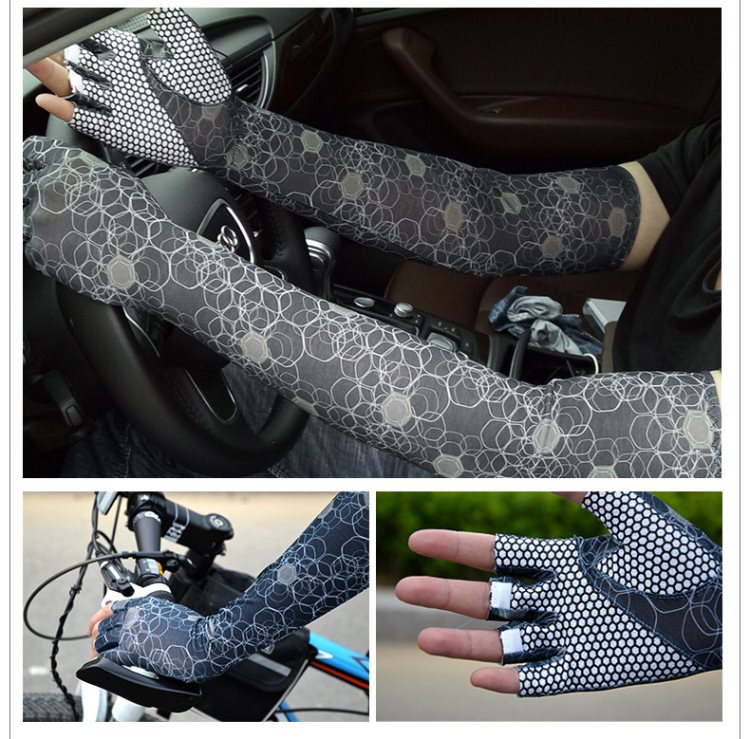 Găng tay chống nắng cho nam mùa hè Long Drive Cycling UV Protection Arm ngoài trời Ice Silk Thin Tay áo thoáng khí - Găng tay găng tay bảo hộ phủ cao su