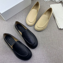 Super soft and comfortable ~ niche The*row leather round toe flat loafers womens retro casual slip-on shoes