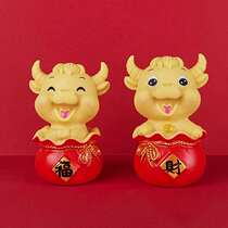 Golden Bull Newspaper Foo Creative Cute Cake Plugin Cute Bull Paparazzi Plugin Ping An Lucky Bull Swing Piece Cake Decoration