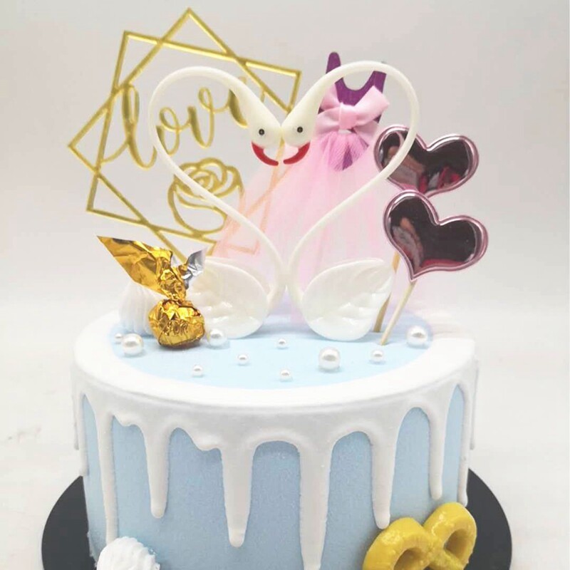 Cake Decoration Lovers Swansong Peacock Black Princess Children Birthday Baker Arranged Festive Dress Costumered Dress