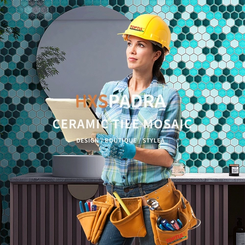 HXSPADRA Высокоэлементная ледяная трещина шестиугональное мозаичное бассейн бассейн Столовая для ванной комнаты фоновая стена батончика плитка