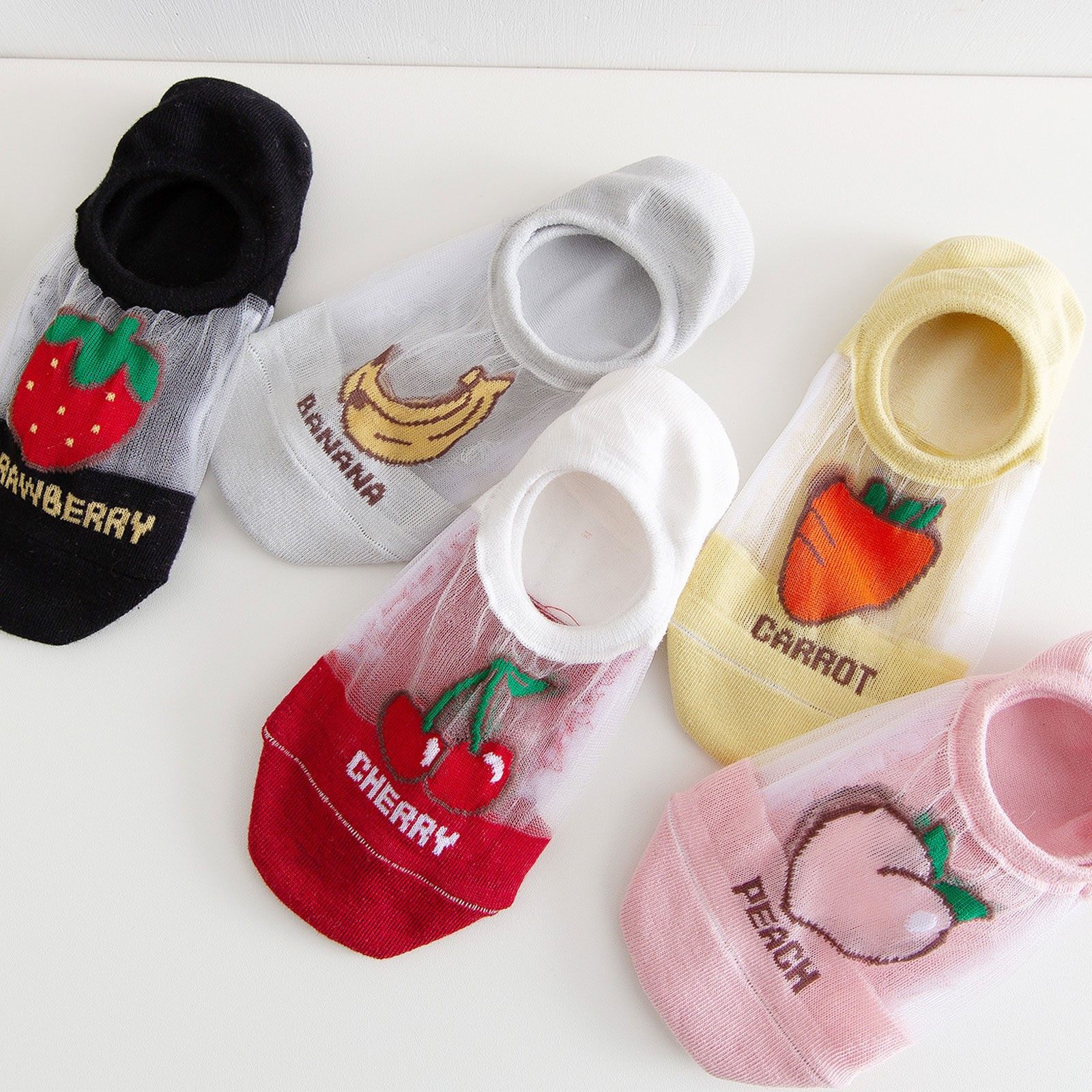 Socks children cotton invisible socks silicone anti-slip crystal stockings ins tide cute wind invisible glass silk summer thin socks