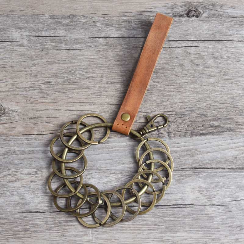 Vintage Mad Horse Skin Keychain Key Ring Keyring Keyring Keyring Large Keychain Warehouse Hotel Landlord Key Storage