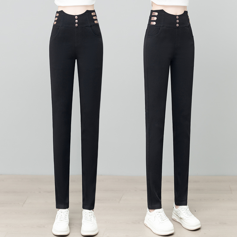 Black Jeans for Women 2025 Winter New High-Waisted Slim-Fit Stretch Skinny Pencil Pants