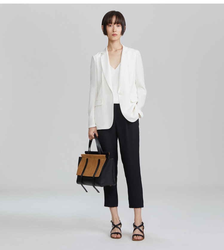 ICICLE WO Womens 2019 xuân hè mới phù hợp với áo khoác lụa trắng nữ AAAB219A02091A - Business Suit thiết kế thời trang nữ