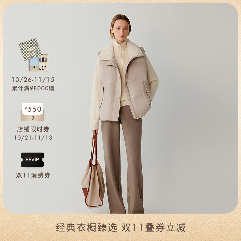 [Double 11] Icicle Women's Clothing 2026 Autumn and Winter New Style Wool Cashmere Cotton Blended Knitted Fabric Straight Pants
