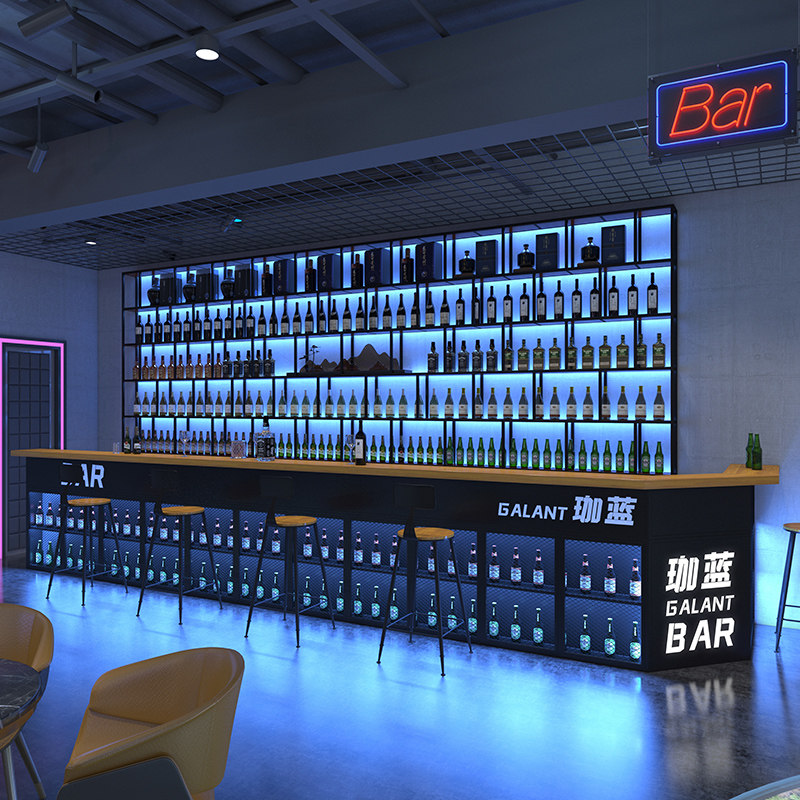 Industrial style bar bar clear bar iron art cashier counter billiard hall pub corner counter barbecue shop front desk customization