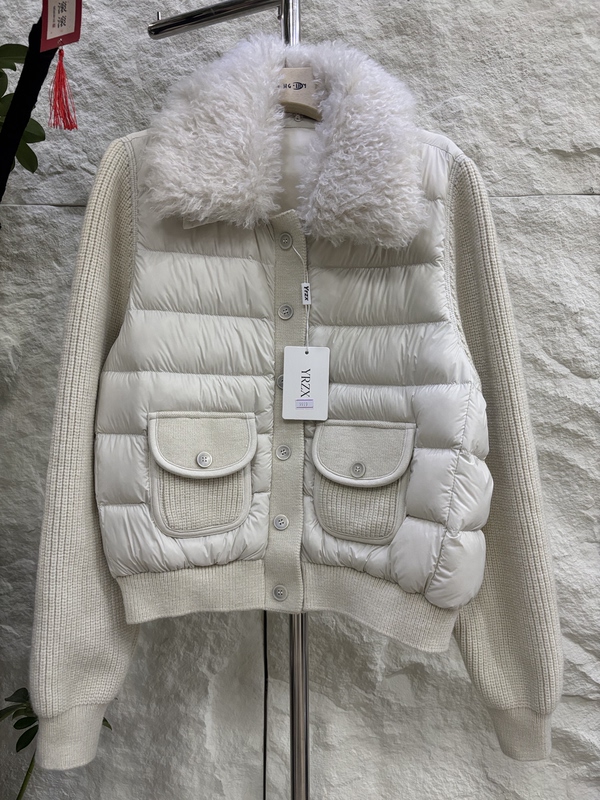 26Th Winter New Model Detachable Lamb Wool Lapel Knitted Wool Spliced Sleeves Single-Breasted down Jacket 9919 Yi