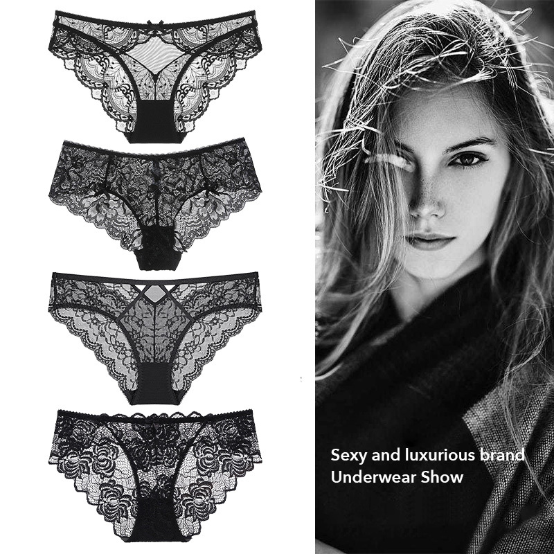 Victoria Dopel Sexy Lace Thin Panties for Women, Abstinence Style Mesh Temptation Seamless Briefs for Spring and Summer