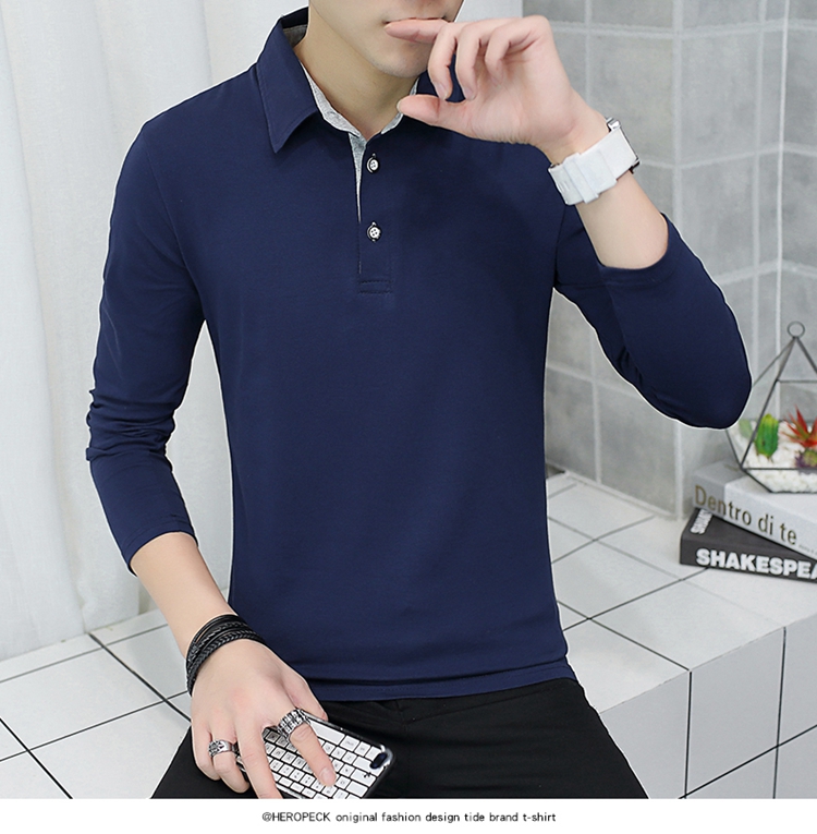 Áo sơ mi cotton mùa thu nhỏ cho nam áo thun dài tay collar cổ áo đẫm máu nam mặc hàng đầu quần áo mùa thu mặc áo sơ mi nam đất áo polo nam