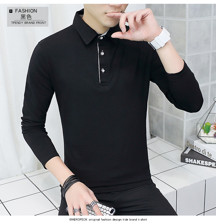 Áo sơ mi cotton mùa thu nhỏ cho nam áo thun dài tay collar cổ áo đẫm máu nam mặc hàng đầu quần áo mùa thu mặc áo sơ mi nam đất áo polo nam