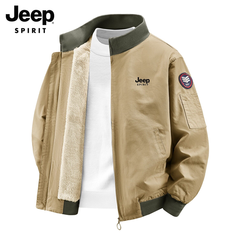 Jeep Pilot Cotton Jacket Men's Jacket 2026 Winter American Style Thickened Lamb Wool Workwear Cotton Coat Men's Style