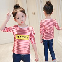 4 Childrens T-blood shirt 8 girls shirt 9 spring dress stripes Primary School students 10 long sleeve T-shirt spring body girl 11 years old 7