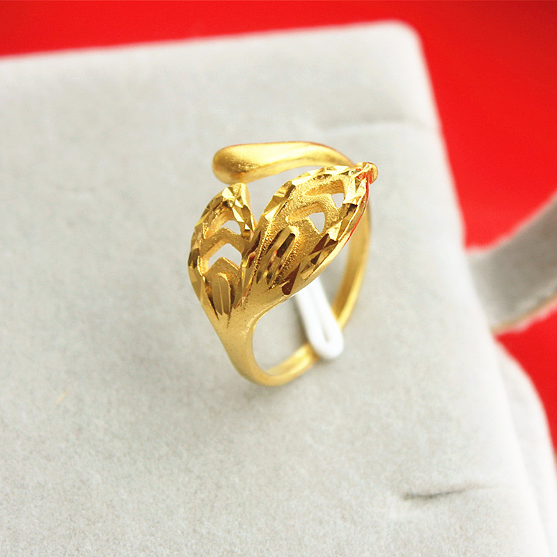 Gold-plated ring female open mouth does not fade car flower phoenix tail love-shaped gypsophila bow fashion gift