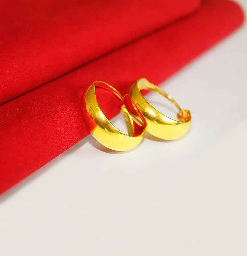 Imitation gold earrings sand gold earrings for middle-aged and elderly grandma and grandma gift glossy frosted starry wide-faced rich