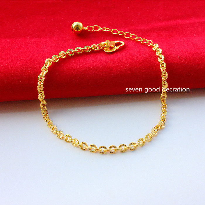 Gold-plated Bracelet Women's Vietnam Sand Gold Delicate Fine Water Ripple O-Chain Bell Sending Girlfriend Doesn't Fading Heart-Shaped