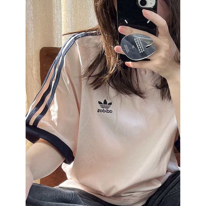 Summer Adidas T-Shirt for Women, Loose Fit, Couple Style, Three Stripes, Color-Blocking, Casual Top, Crew Neck, Short Sleeve, Unisex Summer Adidas T-Shirt for Women, Loose Fit, Couple Style, Three Stripes, Color-Blocking, Casual Top, Crew Neck, Short Sleeve, Unisex