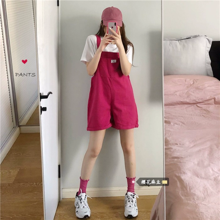 Sakura Madou Hanfeng chic hôm nay ~ cô gái tràn đầy sức sống! Super A Rose Red Tooling Quần short quai ngang - Quần short