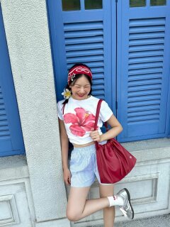 Sakura madou girly flowers front shoulder short sleeve t-shirt summer college style age-reducing slim short white round neck top