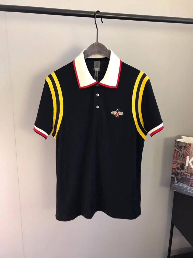 Mùa hè 2018 mới xuân hè thương hiệu sọc thêu thêu ong nhỏ ve áo nam POLO sơ mi giản dị Áo sơ mi Polo áo polo đẹp