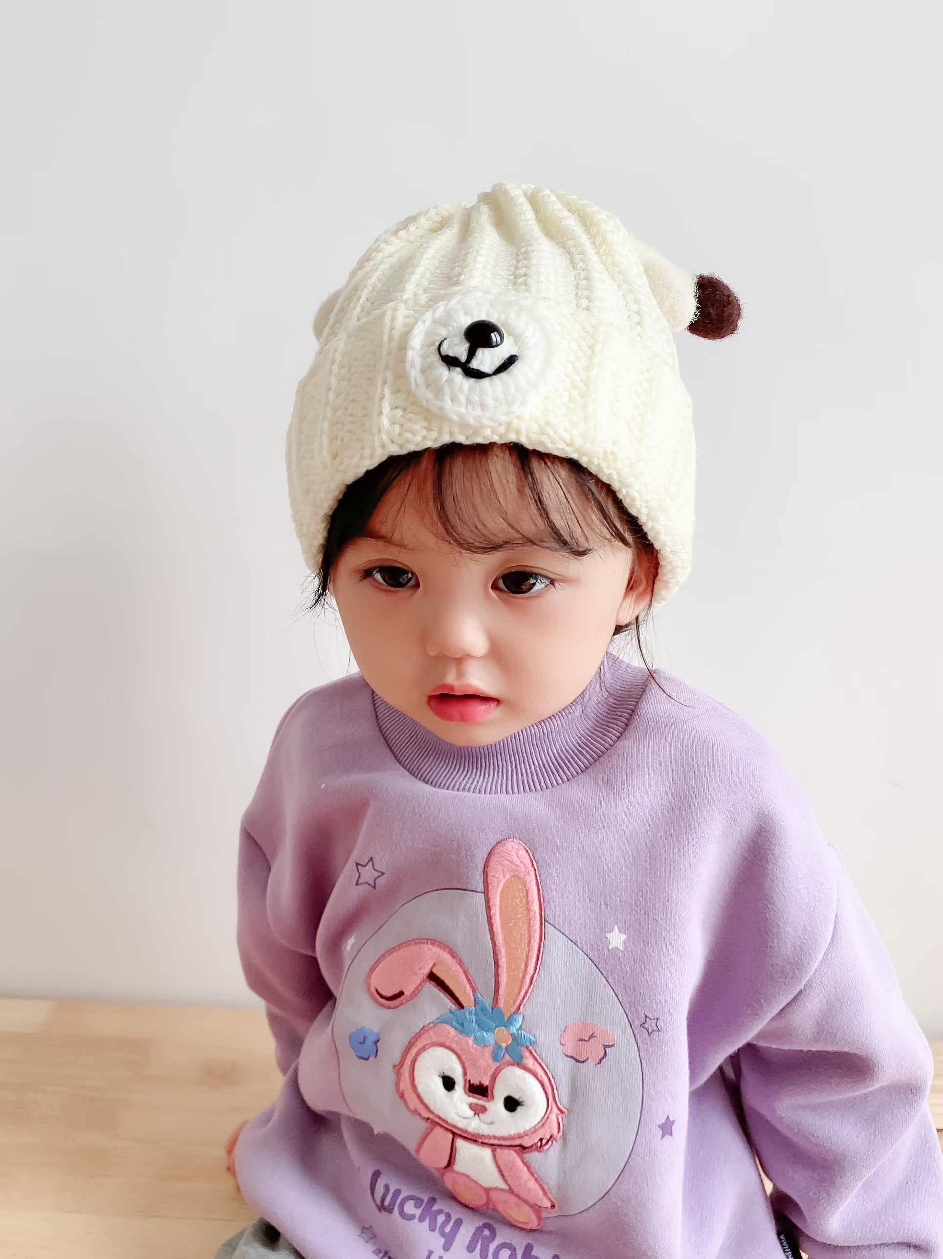 Baby Hat Autumn and Winter Infant Wool Hat Cute Cute Baby Pullover Hat Warm Children Knitted Hat Girls