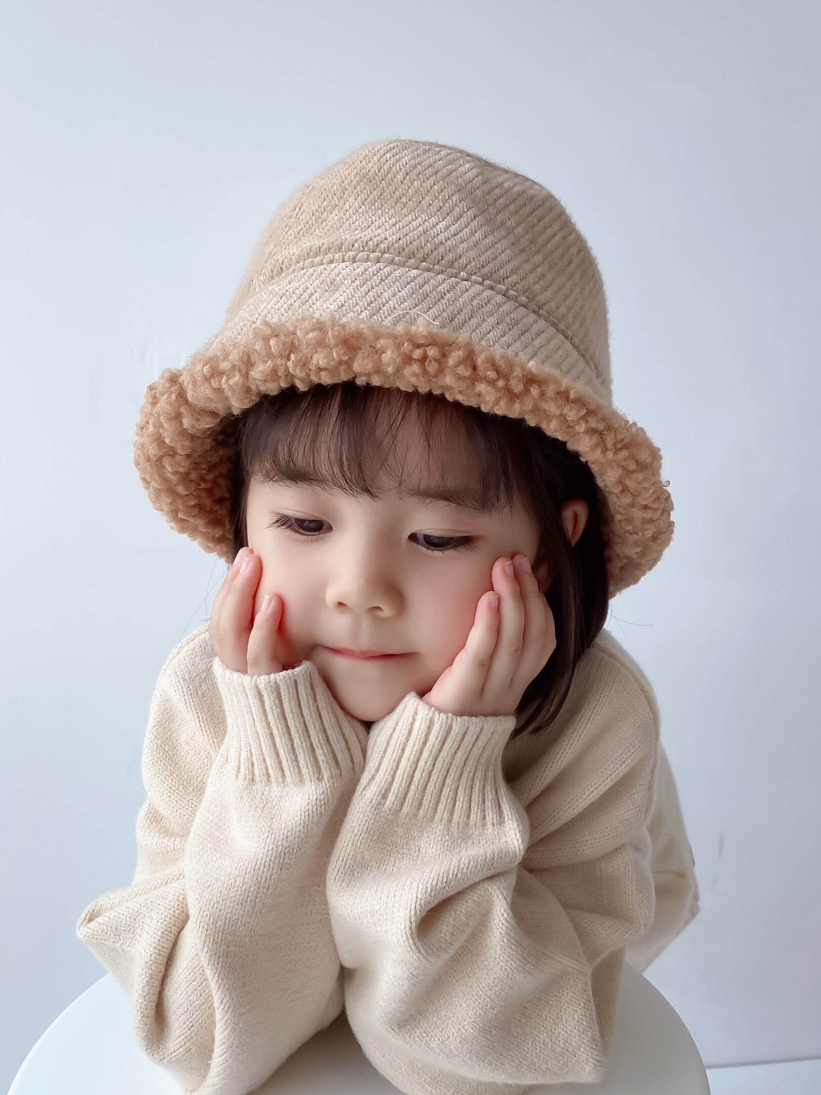 Children's hat autumn and winter girls' basin hat ins Korean new baby fisherman hat boy plush warm hat 5 years old