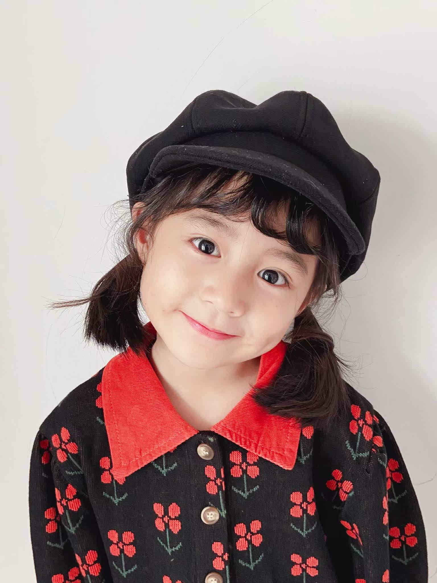 Children's hat autumn peaked cap trendy girl Korean child octagonal hat boy solid color baby beret winter